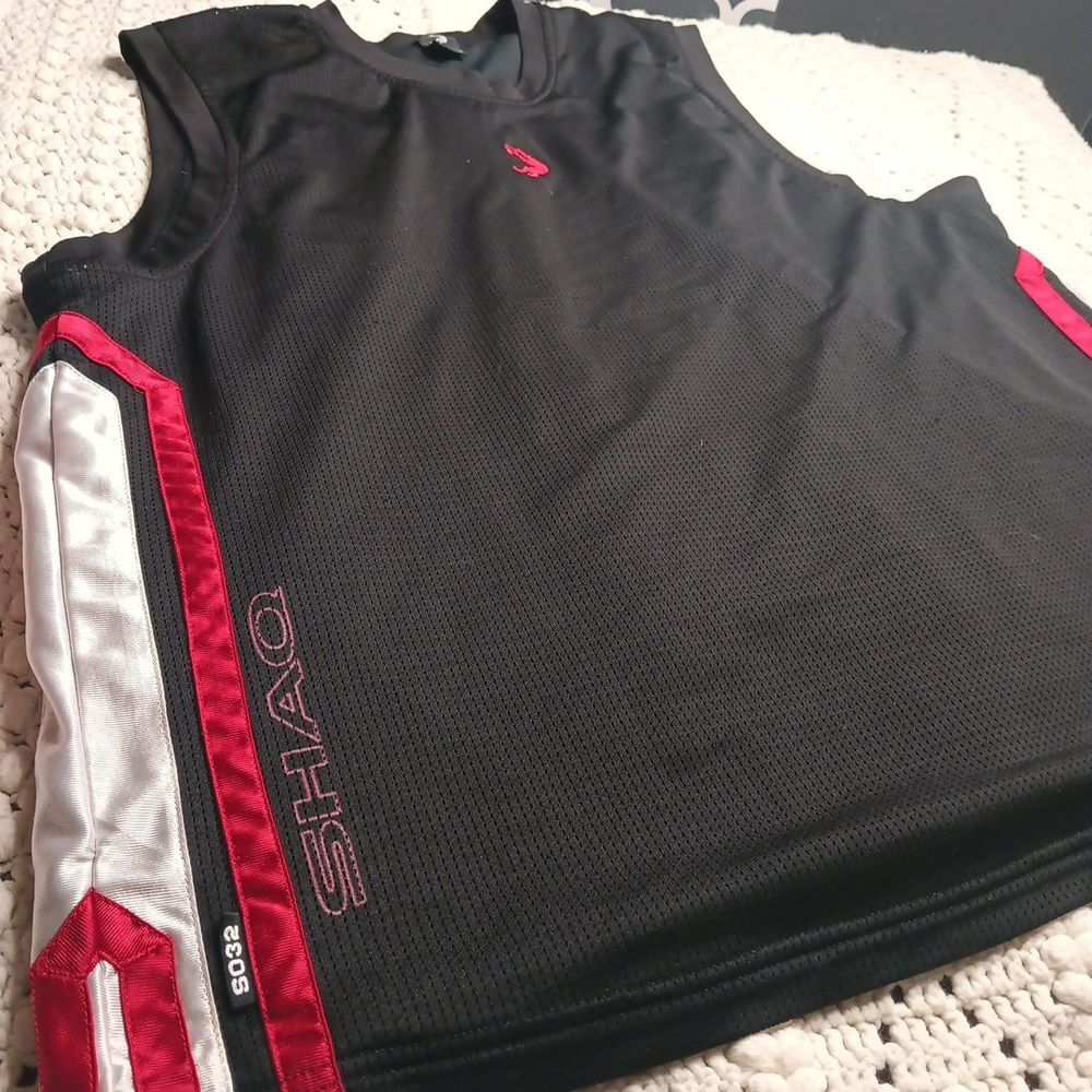 SHAQ Brand Tank Shirt Mens Sz XL VTG Black Shaquille O'Neal Embroidered Y2K SO32